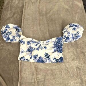 Puff Sleeve Floral Crop Top